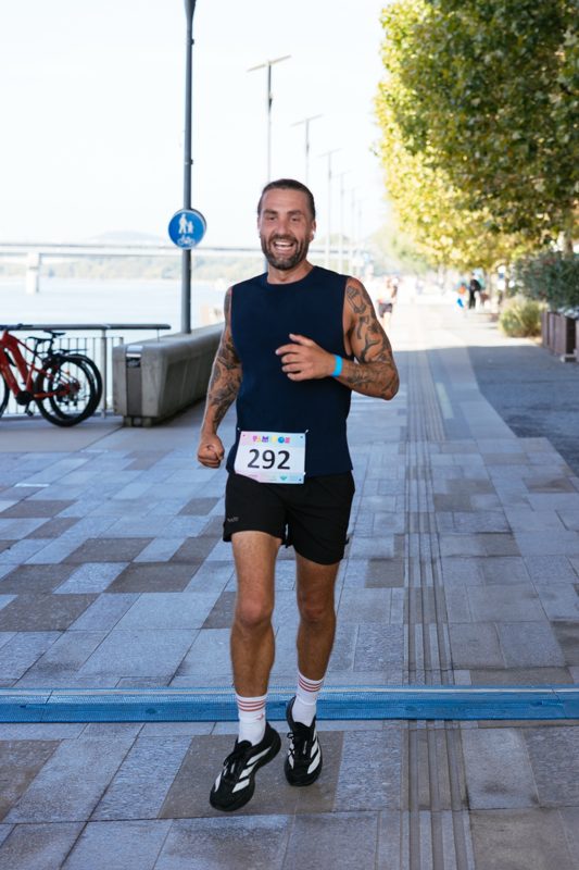 A runner approaching the finish