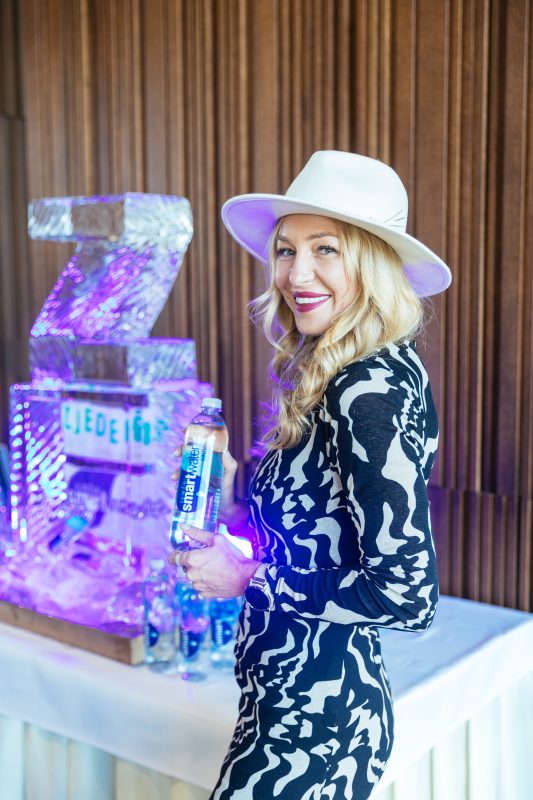 A guest at the ice sculpture